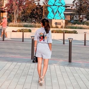 Zara romper blue white striped colors